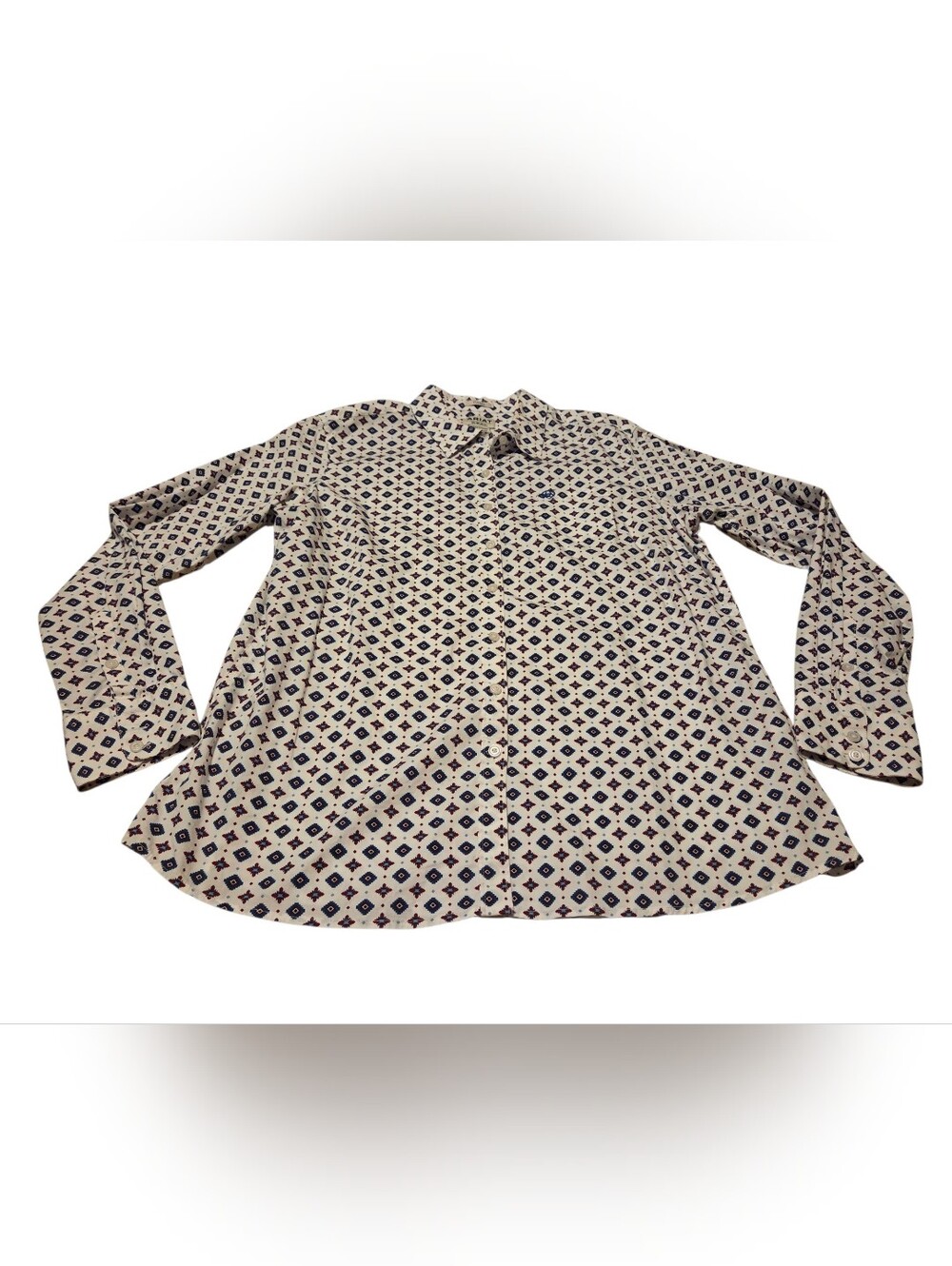Women’s Ariat Real Kirby Stretch Shirt XXL Township Geometric Print Button Up